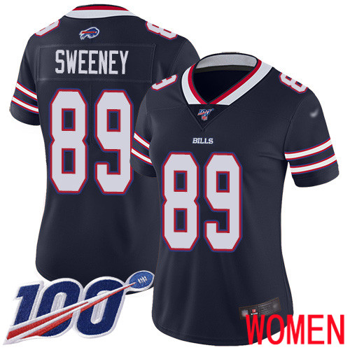 Women Buffalo Bills 89 Tommy Sweeney Limited Navy Blue Inverted Legend 100th Season NFL Jersey